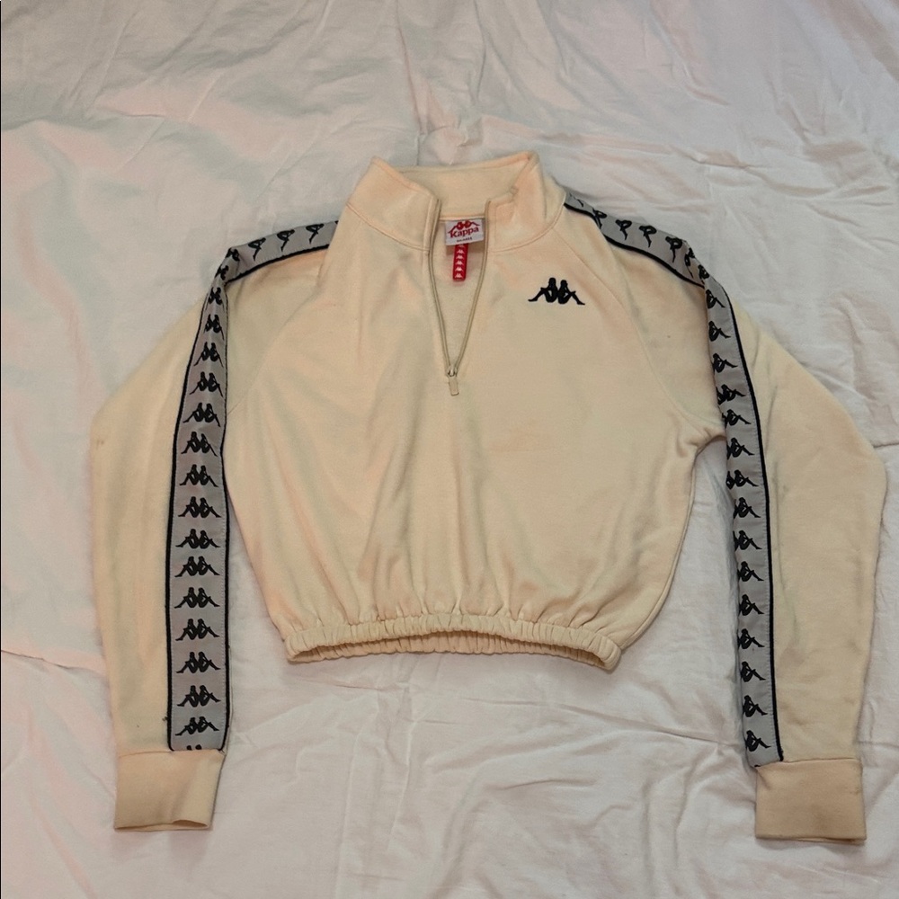 Kappa Women's Cream and Black Half-Zip Sweater